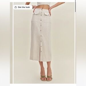 Reformation Britt linen skirt oatmeal size 8